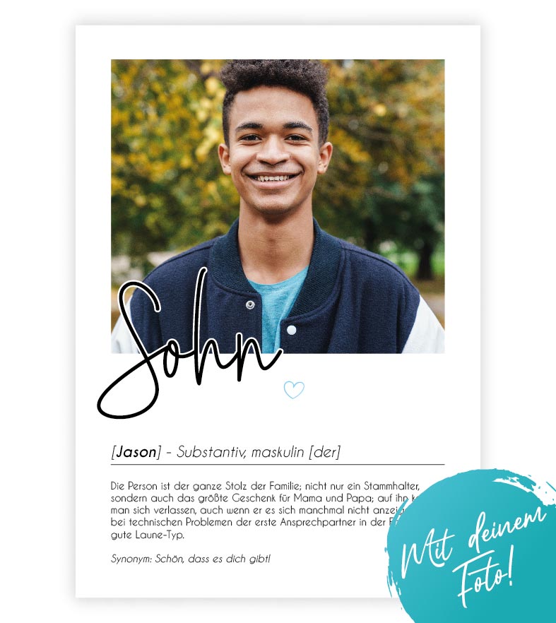 Personalisiertes Foto-Poster "SOHN" mit Definition