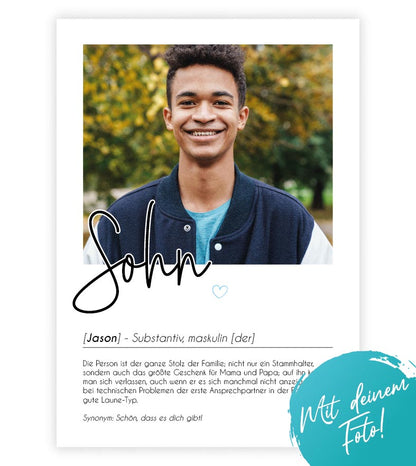 Personalisiertes Foto-Poster "SOHN" mit Definition