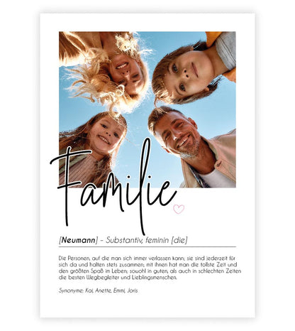 Personalisiertes Foto-Poster "FAMILIE" mit Definition