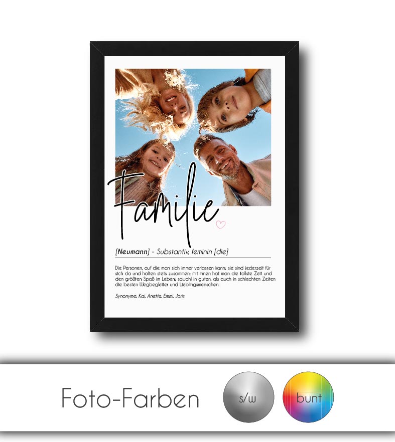 Personalisiertes Foto-Poster "FAMILIE" mit Definition