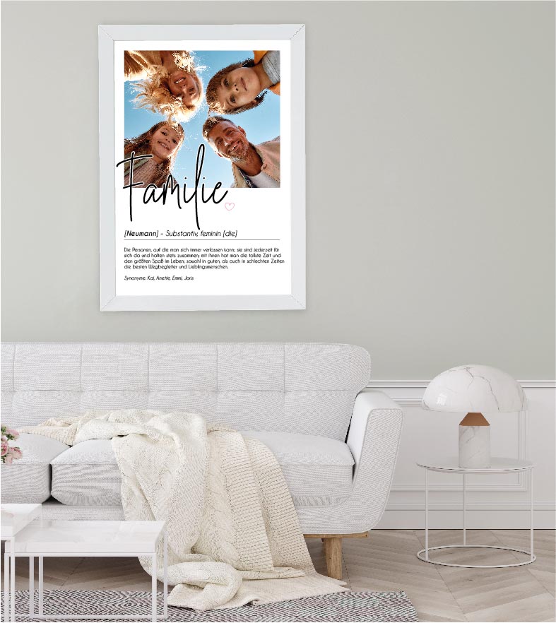 Personalisiertes Foto-Poster "FAMILIE" mit Definition