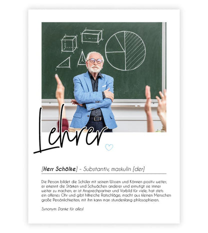 Personalisiertes Foto-Poster "LEHRER" mit Definition