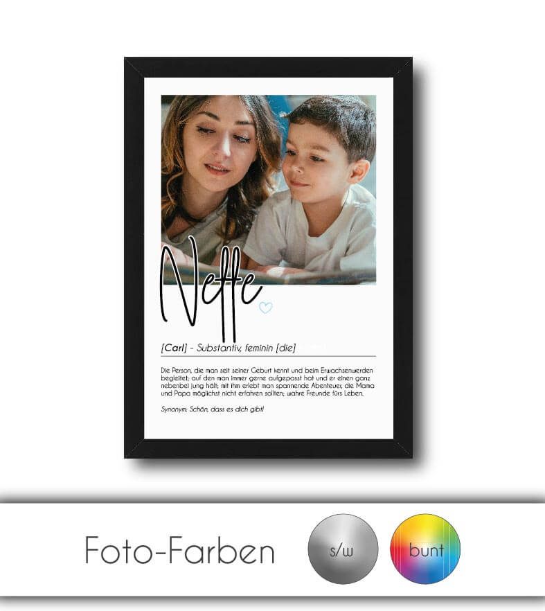 Personalisiertes Foto-Poster "Neffe" mit Definition, Bildgröße: 13x18cm, DIN A4, DIN A3, Bilderrahmen: Ohne Bilderrahmen, Bilderrahmen weiß, Bilderrahmen schwarz, Bilderrahmen weiß mit Passepartout, Bilderrahmen schwarz mit Passepartout, Copyright: 321ges