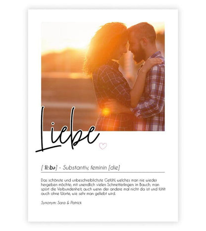 Personalisiertes Foto-Poster "Liebe" mit Definition, Bildgröße: 13x18cm, DIN A4, DIN A3, Bilderrahmen: Ohne Bilderrahmen, Bilderrahmen weiß, Bilderrahmen schwarz, Bilderrahmen weiß mit Passepartout, Bilderrahmen schwarz mit Passepartout, Copyright: 321ges