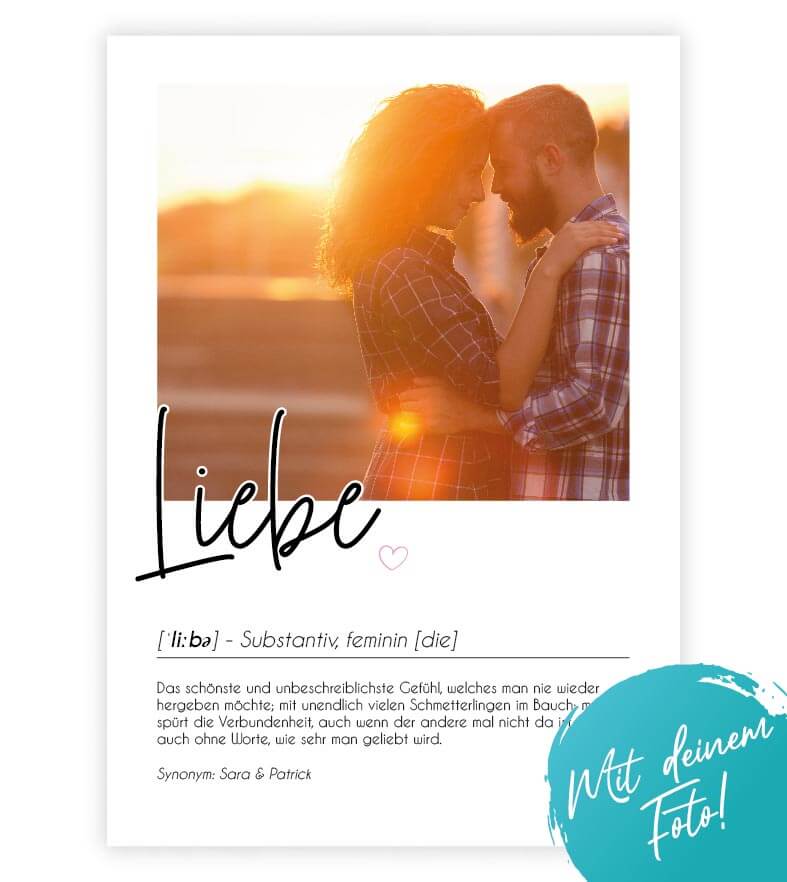 Personalisiertes Foto-Poster "Liebe" mit Definition, Bildgröße: 13x18cm, DIN A4, DIN A3, Bilderrahmen: Ohne Bilderrahmen, Bilderrahmen weiß, Bilderrahmen schwarz, Bilderrahmen weiß mit Passepartout, Bilderrahmen schwarz mit Passepartout, Copyright: 321ges