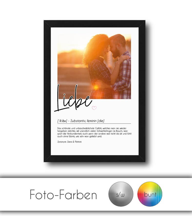 Personalisiertes Foto-Poster "Liebe" mit Definition, Bildgröße: 13x18cm, DIN A4, DIN A3, Bilderrahmen: Ohne Bilderrahmen, Bilderrahmen weiß, Bilderrahmen schwarz, Bilderrahmen weiß mit Passepartout, Bilderrahmen schwarz mit Passepartout, Copyright: 321ges