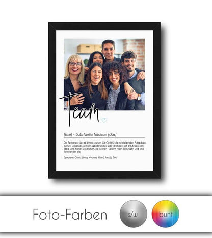 Personalisiertes Foto-Poster "Team" mit Definition, Bildgröße: 13x18cm, DIN A4, DIN A3, Bilderrahmen: Ohne Bilderrahmen, Bilderrahmen weiß, Bilderrahmen schwarz, Bilderrahmen weiß mit Passepartout, Bilderrahmen schwarz mit Passepartout, Copyright: 321gesc