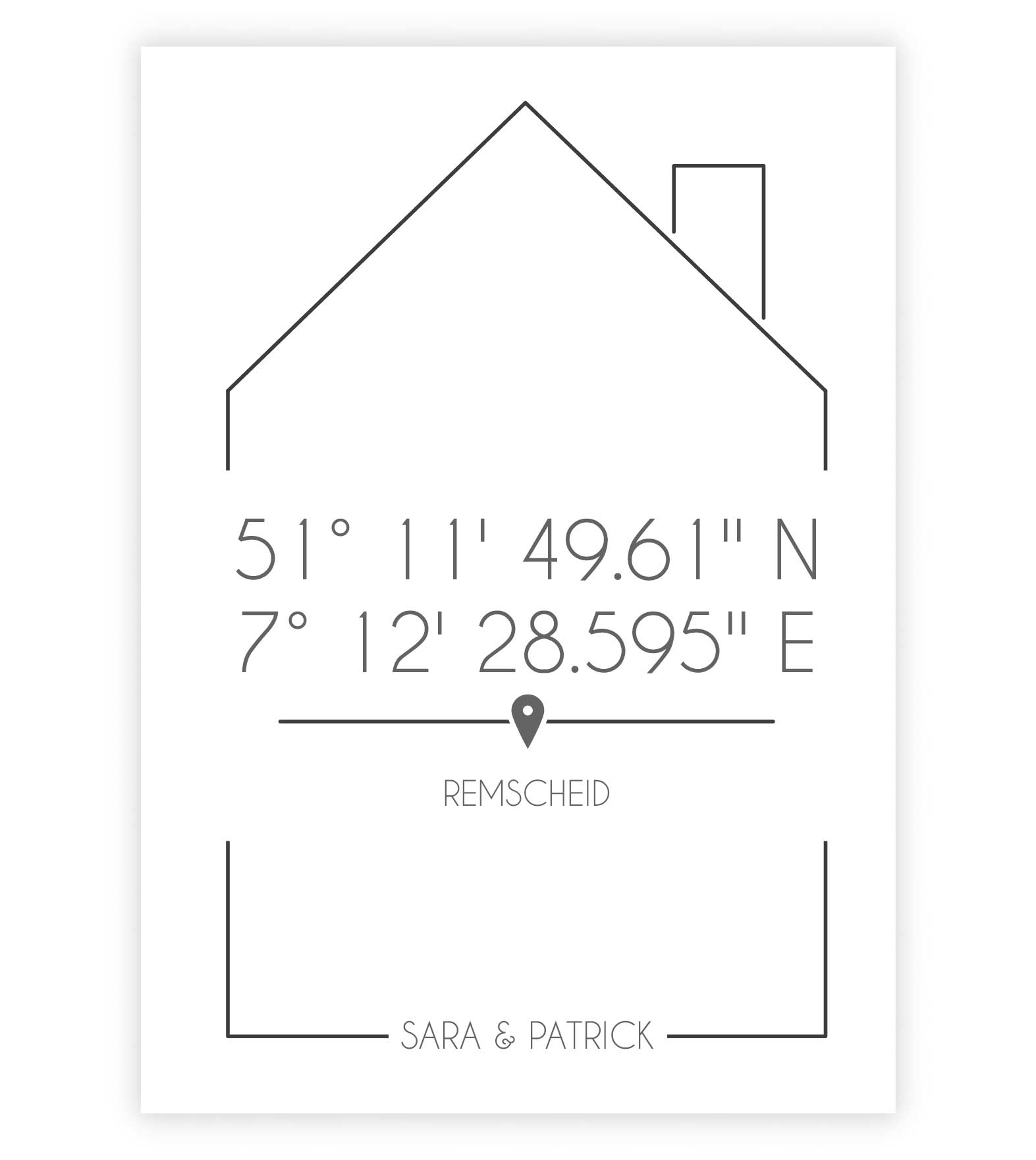 Personalisiertes Koordinatenbild “DAHEIM”, Bildfarbe: Weiß, Bildgröße: 13x18cm, DIN A4, DIN A3, Bilderrahmen: Ohne Bilderrahmen, Copyright: 321geschenke.de