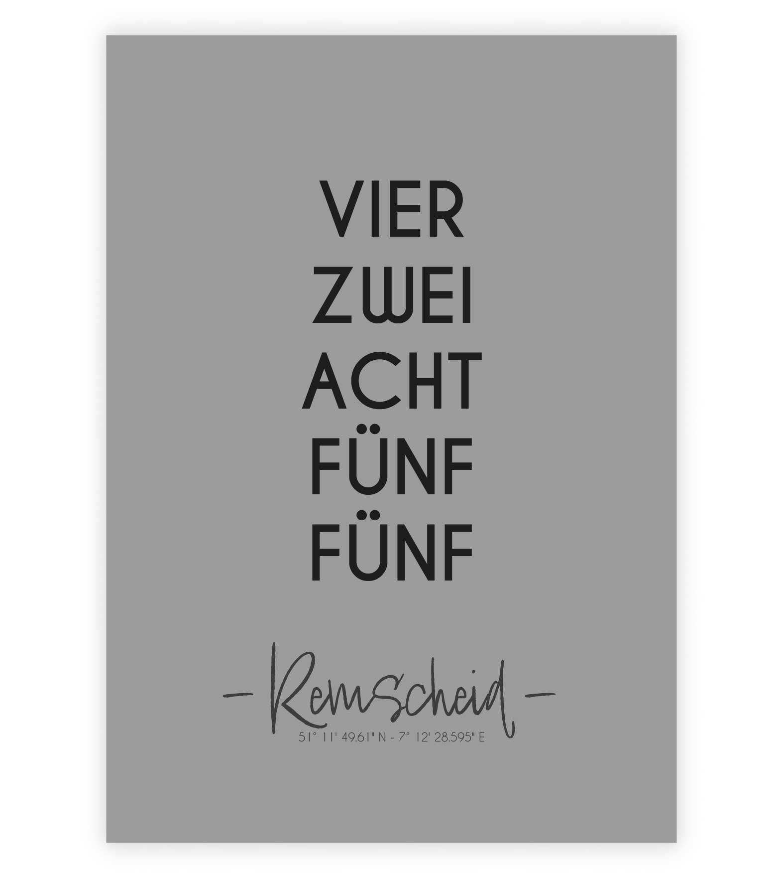 Personalisiertes Koordinatenposter "PLZ" Postleitzahl, Bildfarbe: Grau, Bildgröße: 13x18cm, DIN A4, DIN A3, Bilderrahmen: Ohne Bilderrahmen, Copyright: 321geschenke.de