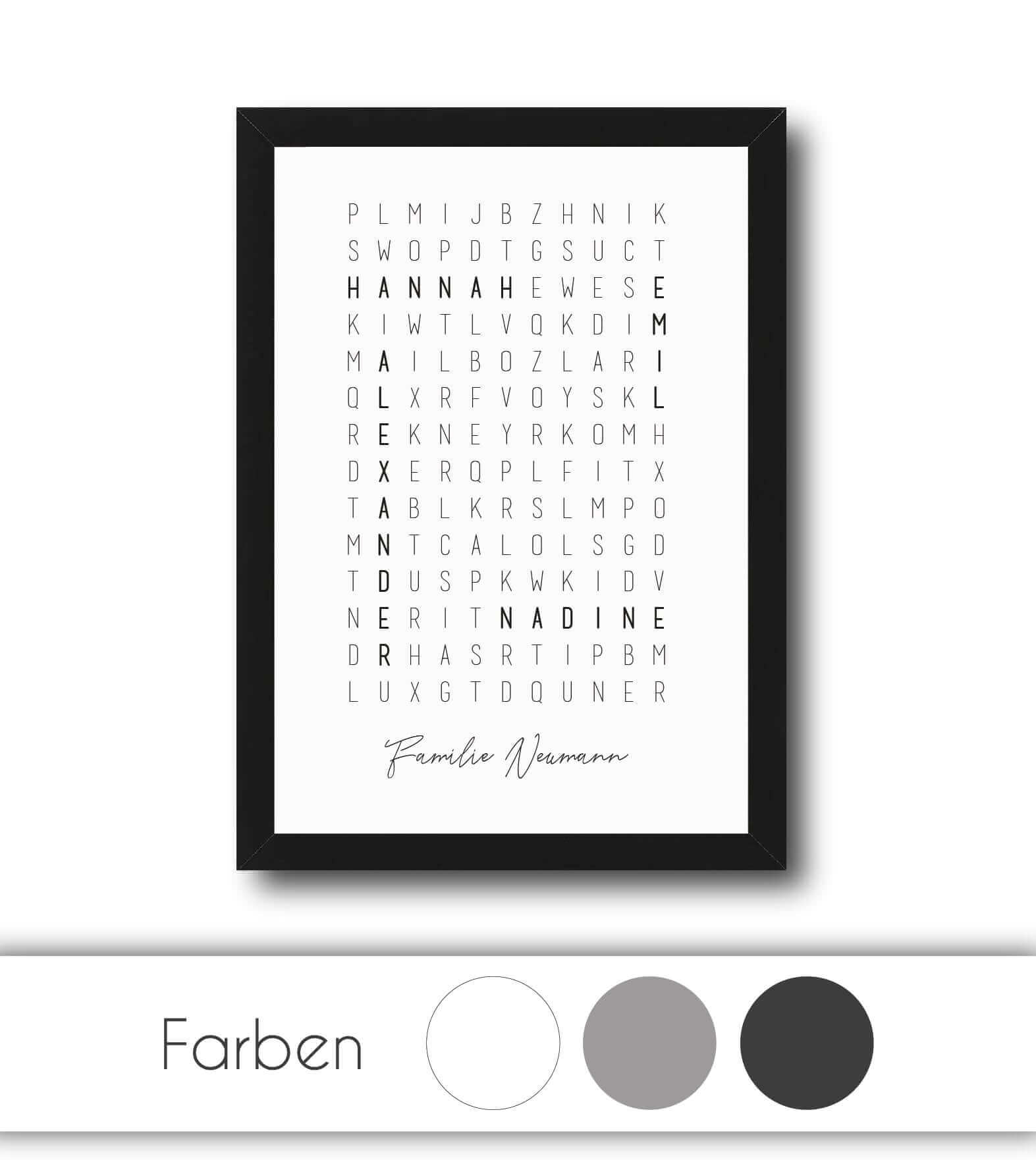 Personalisiertes Namensposter Kreuzworträtsel