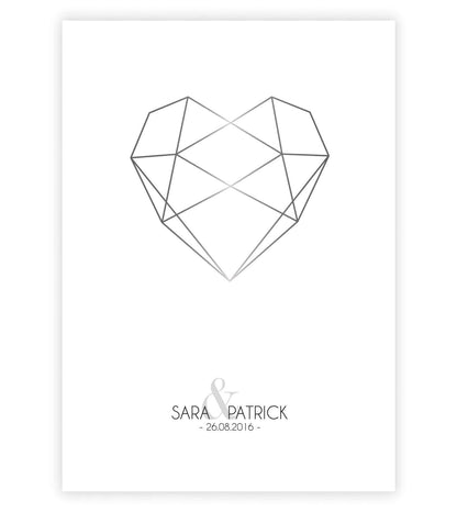 Personalisiertes Bild “Diamant”, Bildfarbe: Grau, Bildgröße: 13x18cm, DIN A4, DIN A3, Bilderrahmen: Ohne Bilderrahmen, Copyright: 321geschenke.de