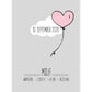 Personalisiertes Bild “Geburtsposter - Wolke mit Herzballon”, Bildfarbe: rosa, Bildgröße: 13x18cm, DIN A4, DIN A3, 25x25cm, Bilderrahmen: Ohne Bilderrahmen, Copyright: 321geschenke.de