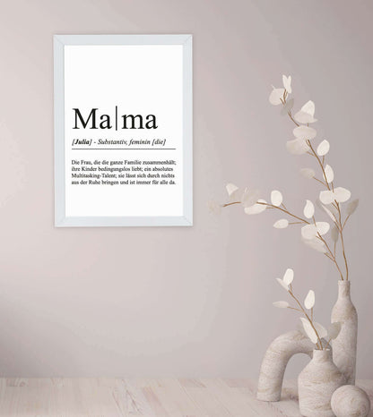 Anwendungsbild_Personalisiertes Bild “Definition MAMA”, Bildfarbe: Weiß, Bildgröße: 13x18cm, DIN A4, DIN A3, Bilderrahmen: Ohne Bilderrahmen, Bilderrahmen weiß ohne Passepartout, Bilderrahmen schwarz ohne Passepartout, Bilderrahmen weiß mit Passepartout, Bilderrahmen schwarz mit Passepartout, Copyright:321geschenke.de