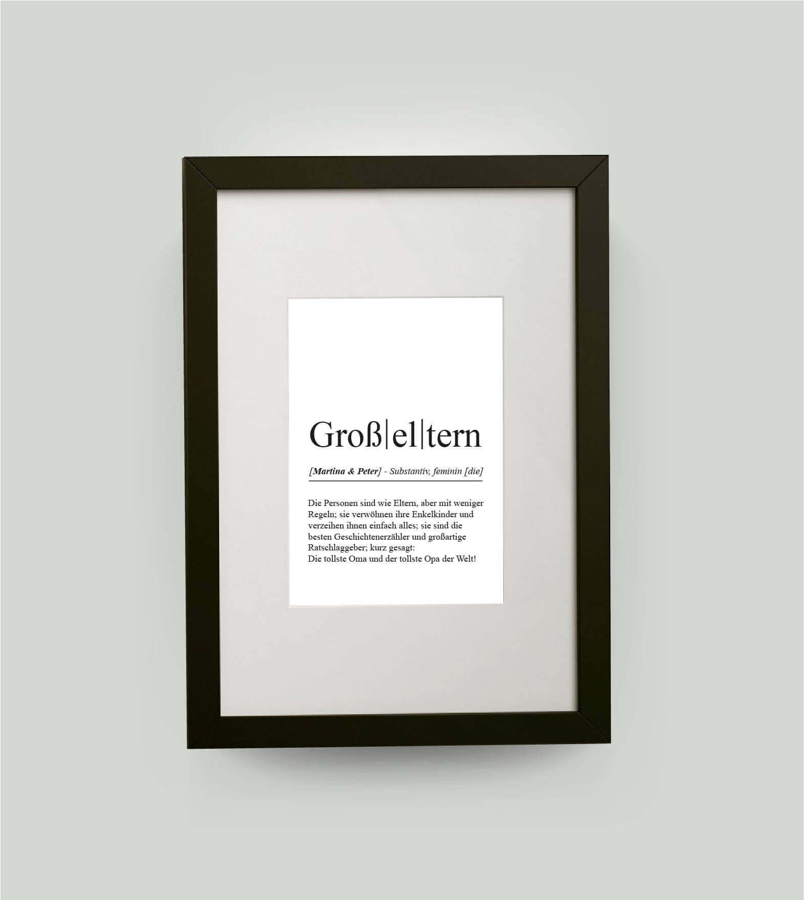 Personalisiertes Bild “Definition GROßELTERN”, DIN 13x18cm, mit Rahmen schwarz 21x30cm, ohne Passepartout, Copyright: 321geschenke.de