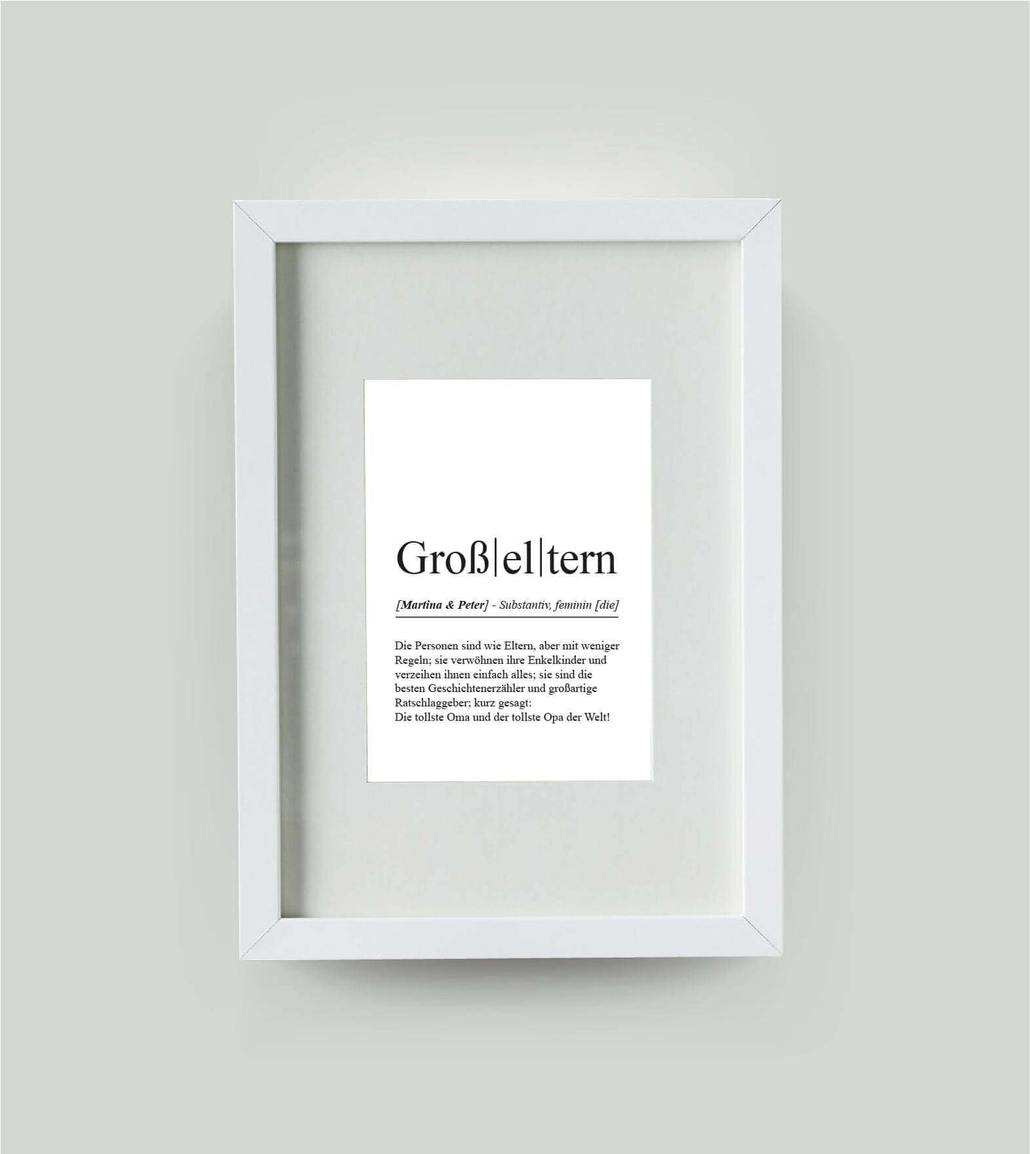 Personalisiertes Bild “Definition GROßELTERN”, DIN 13x18cm, mit Rahmen weiß 21x30cm, ohne Passepartout, Copyright: 321geschenke.de