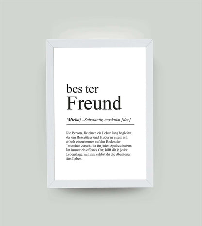 Personalisiertes Bild “Definition BESTER FREUND”, DIN A4, mit Rahmen weiß 21x30cm, ohne Passepartout, Copyright: 321geschenke.de
