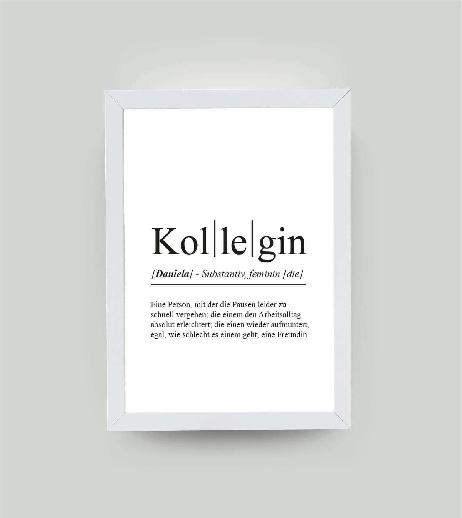 Personalisiertes Bild “Definition KOLLEGIN”, DIN A4, mit Rahmen weiß 21x30cm, ohne Passepartout, Copyright: 321geschenke.de