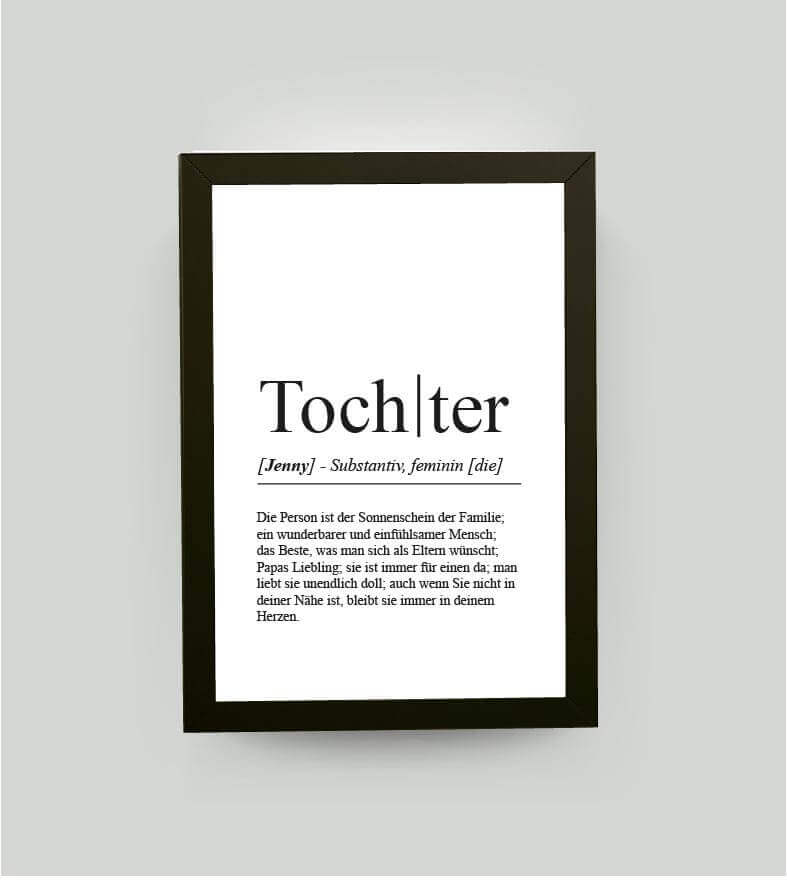 Personalisiertes Bild “Definition TOCHTER”, DIN A4, mit Rahmen schwarz 21x30cm, ohne Passepartout, Copyright: 321geschenke.de