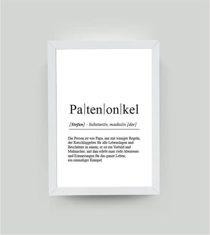 Personalisiertes Bild “Definition PATENONKEL”, DIN A4, mit Rahmen weiß 21x30cm, ohne Passepartout, Copyright: 321geschenke.de