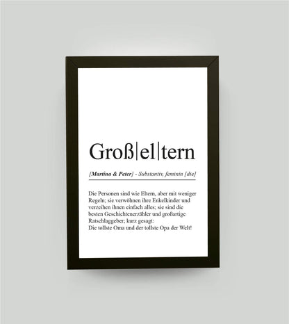 Personalisiertes Bild “Definition GROßELTERN”, DIN A4, mit Rahmen schwarz 21x30cm, ohne Passepartout, Copyright: 321geschenke.de