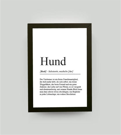 Personalisiertes Bild “Definition HUND”, DIN 13x18cm, mit Rahmen weiß 21x30cm, ohne Passepartout