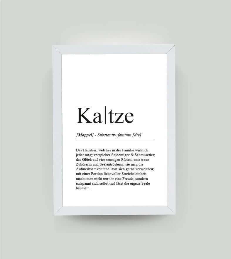 Personalisiertes Bild “Definition KATZE”, DIN A4, mit Rahmen weiß 21x30cm, ohne Passepartout, Copyright: 321geschenke.de