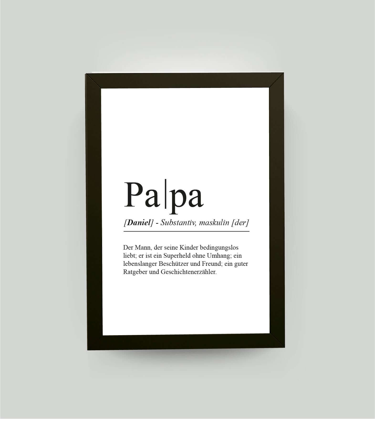 Personalisiertes Bild “Definition PAPA”, DIN A4, mit Rahmen schwarz 21x30cm, ohne Passepartout