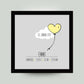 Personalisiertes Bild “Geburtsposter” Wolke mit Herzballon, Bildfarbe: Gelb, Bildgröße: 25x25cm, Bilderrahmen: Bilderrahmen schwarz ohne Passepartout, Copyright: 321geschenke.de