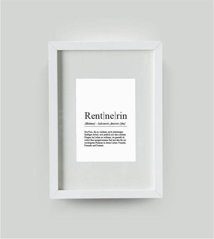 Personalisiertes Bild “Definition RENTNERIN”, DIN 13x18cm, mit Rahmen weiß 21x30cm, ohne Passepartout, Copyright: 321geschenke.de