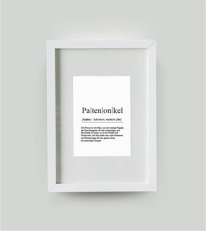 Personalisiertes Bild “Definition PATENONKEL”, DIN 13x18cm, mit Rahmen weiß 21x30cm, ohne Passepartout, Copyright: 321geschenke.de