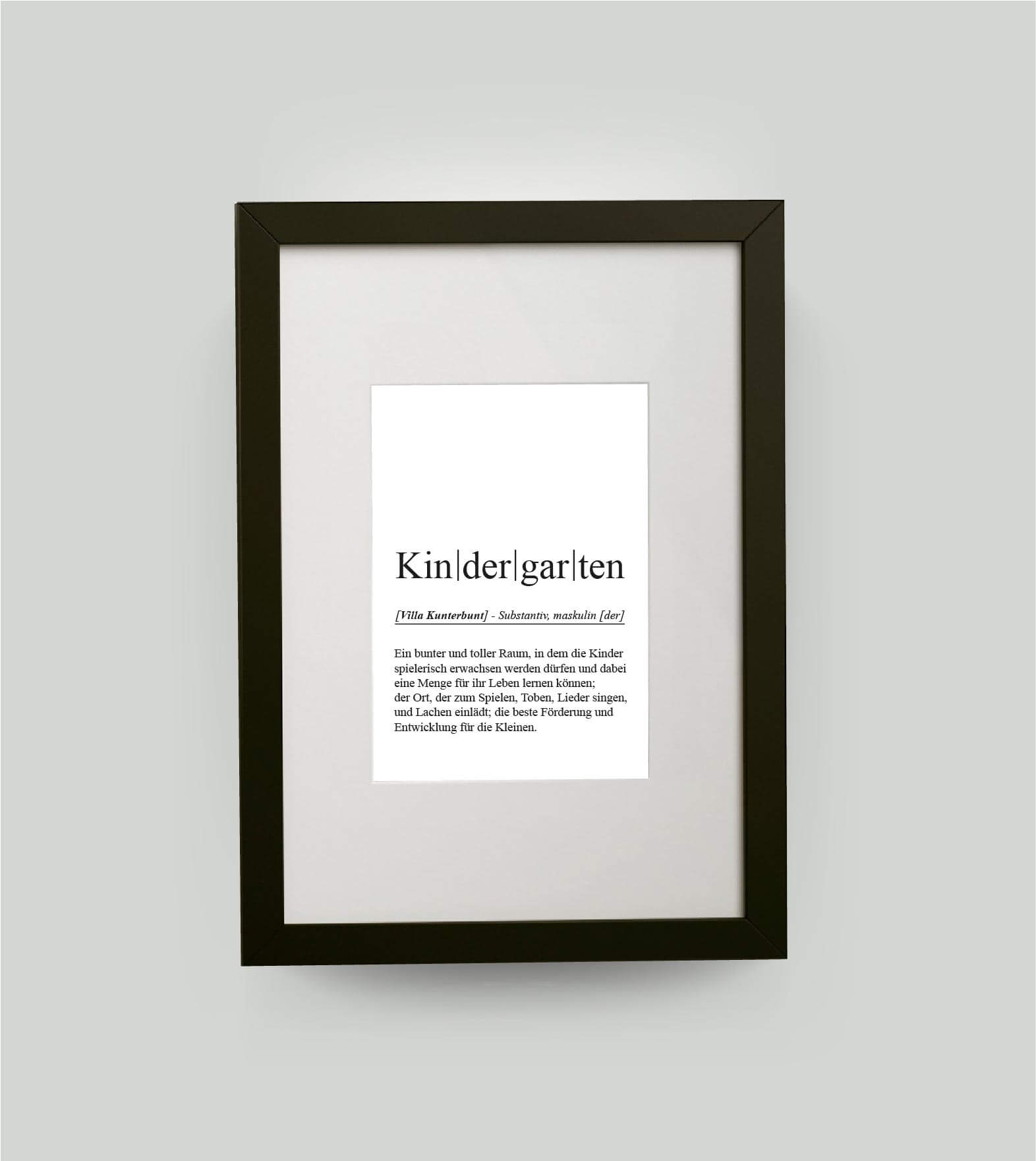 Personalisiertes Bild “Definition KINDERGARTEN”, DIN 13x18cm, mit Rahmen schwarz 21x30cm, ohne Passepartout, Copyright: 321geschenke.de
