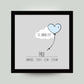 Personalisiertes Bild “Geburtsposter” Wolke mit Herzballon, Bildfarbe: Blau, Bildgröße: 25x25cm, Bilderrahmen: Bilderrahmen schwarz ohne Passepartout, Copyright: 321geschenke.de