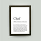Personalisiertes Bild “Definition CHEF”, DIN A4, mit Rahmen schwarz 21x30cm, ohne Passepartout