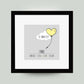 Personalisiertes Bild “Geburtsposter” Wolke mit Herzballon, Bildfarbe: Gelb, Bildgröße: 25x25cm, Bilderrahmen: Bilderrahmen schwarz mit Passepartout, Copyright: 321geschenke.de