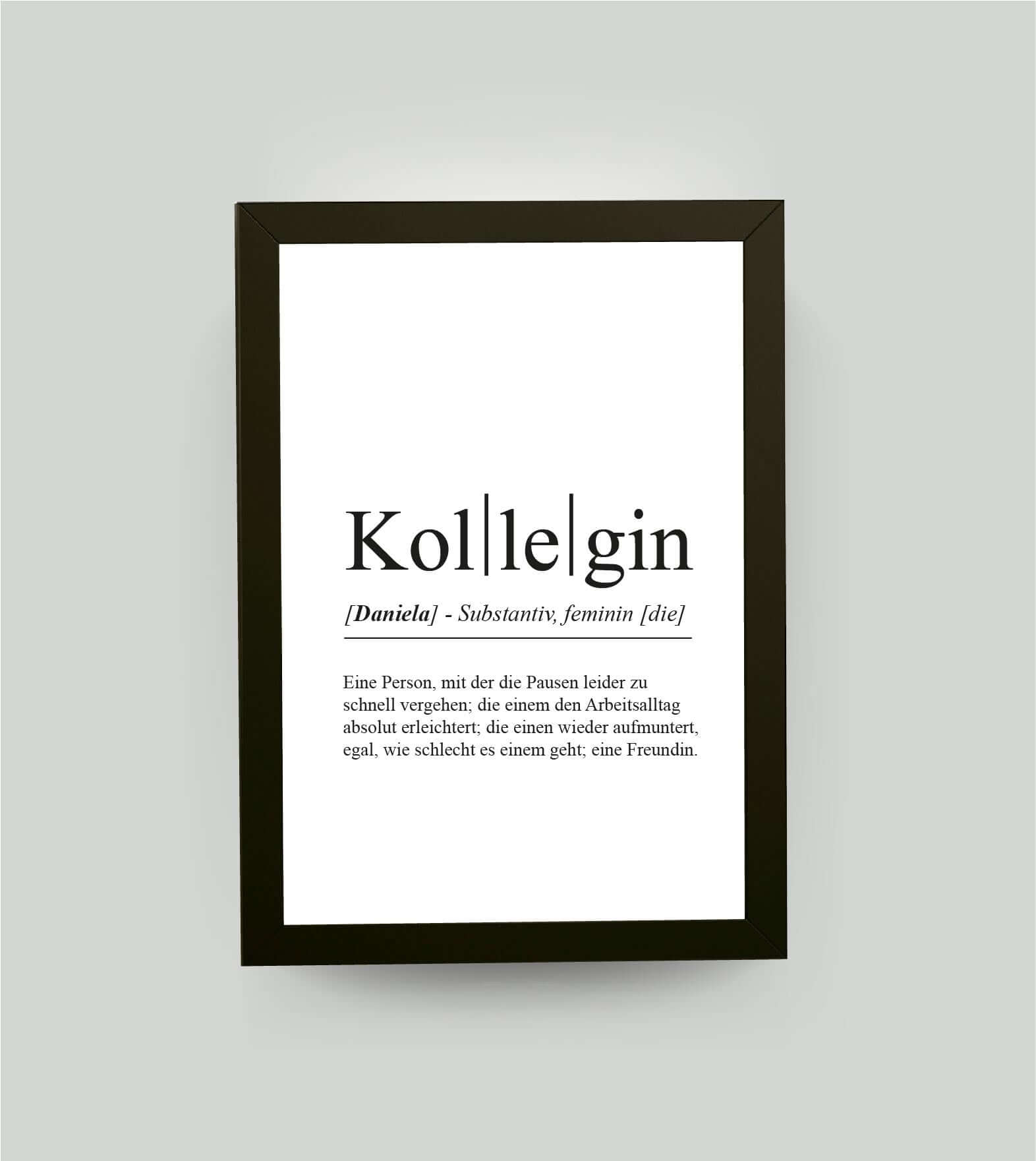 Personalisiertes Bild “Definition KOLLEGIN”, DIN A4, mit Rahmen schwarz 21x30cm, ohne Passepartout