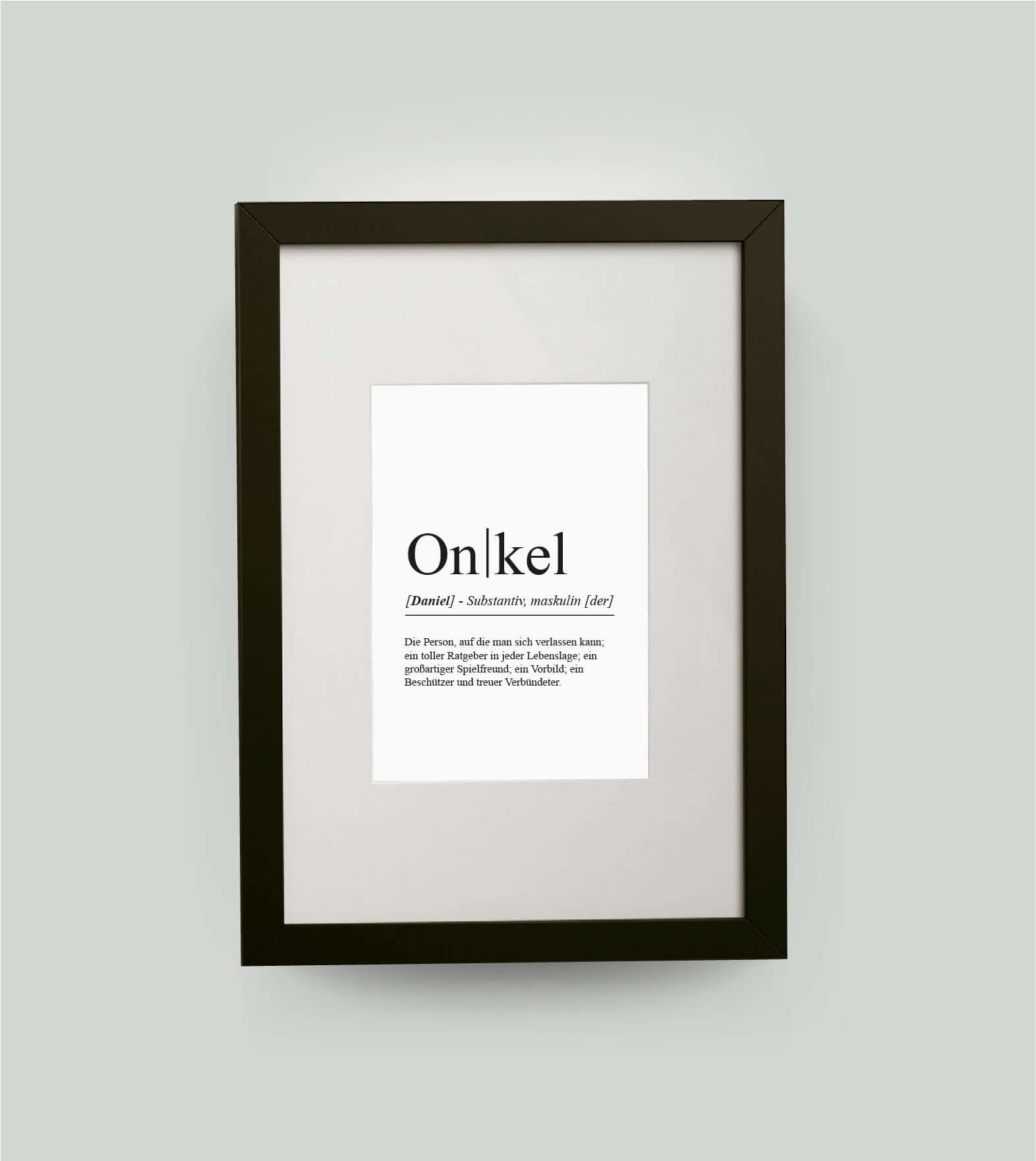Personalisiertes Bild “Definition ONKEL”, DIN 13x18cm, mit Rahmen schwarz 21x30cm, ohne Passepartout