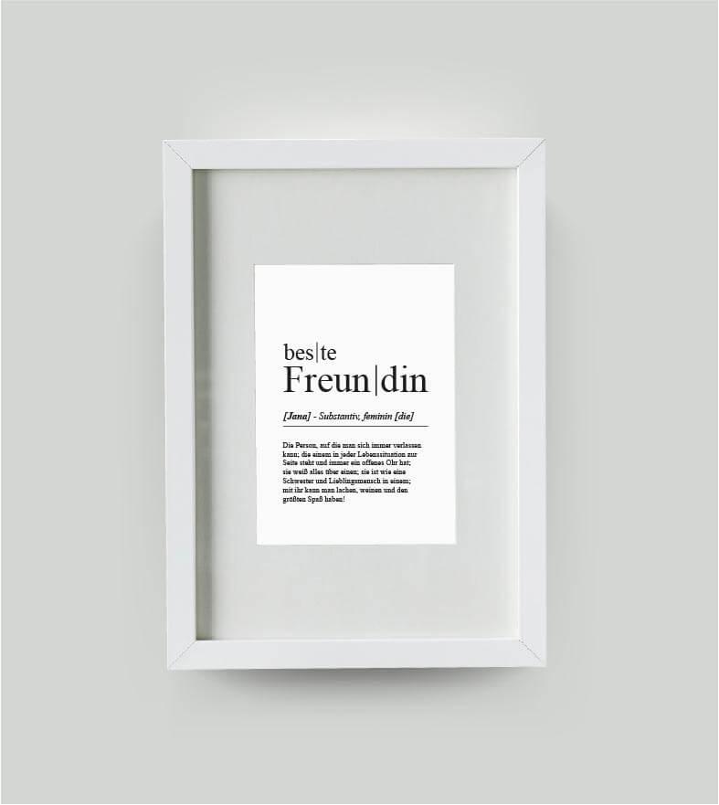 Personalisiertes Bild “Definition BESTE FREUNDIN”, DIN 13x18cm, mit Rahmen weiß 21x30cm, ohne Passepartout, Copyright: 321geschenke.de
