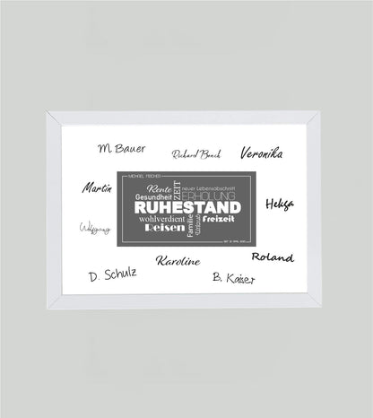 Personalisiertes Bild “Ruhestand Abschiedsgeschenk”, Bildfarbe: Anthrazit/Schwarz, Grau, Weiß, Bildgröße: DIN A4, DIN A3, Bilderrahmen: Ohne Bilderrahmen, Bilderrahmen weiß ohne Passepartout, Bilderrahmen schwarz ohne Passepartout,Copyright: 321geschenke.de