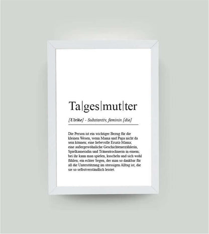 Personalisiertes Bild “Definition TAGESMUTTER”, DIN A4, mit Rahmen weiß 21x30cm, ohne Passepartout