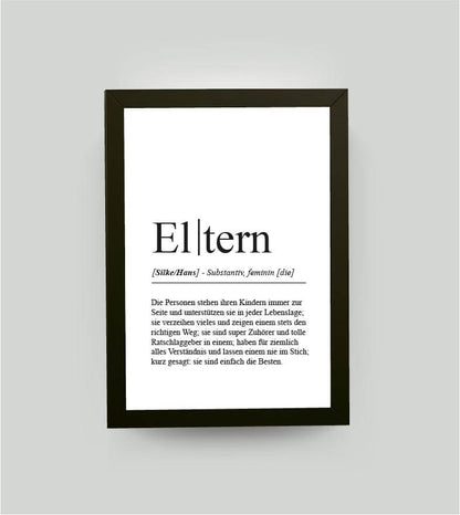 Personalisiertes Bild “Definition ELTERN”, DIN A4, mit Rahmen schwarz 21x30cm, ohne Passepartout