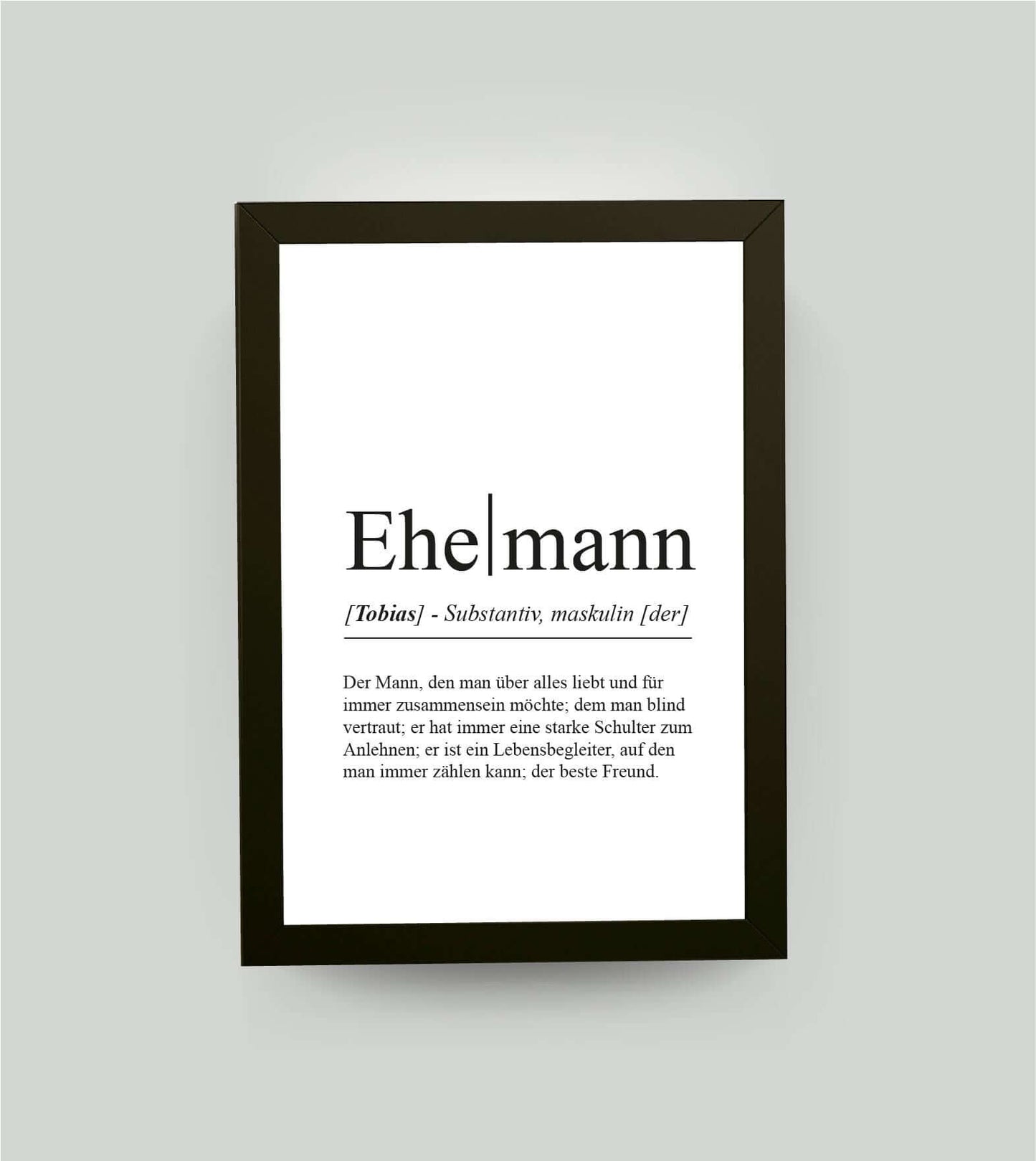 Personalisiertes Bild “Definition EHEMANN”, DIN A4, mit Rahmen schwarz 21x30cm, ohne Passepartout, Copyright: 321geschenke.de