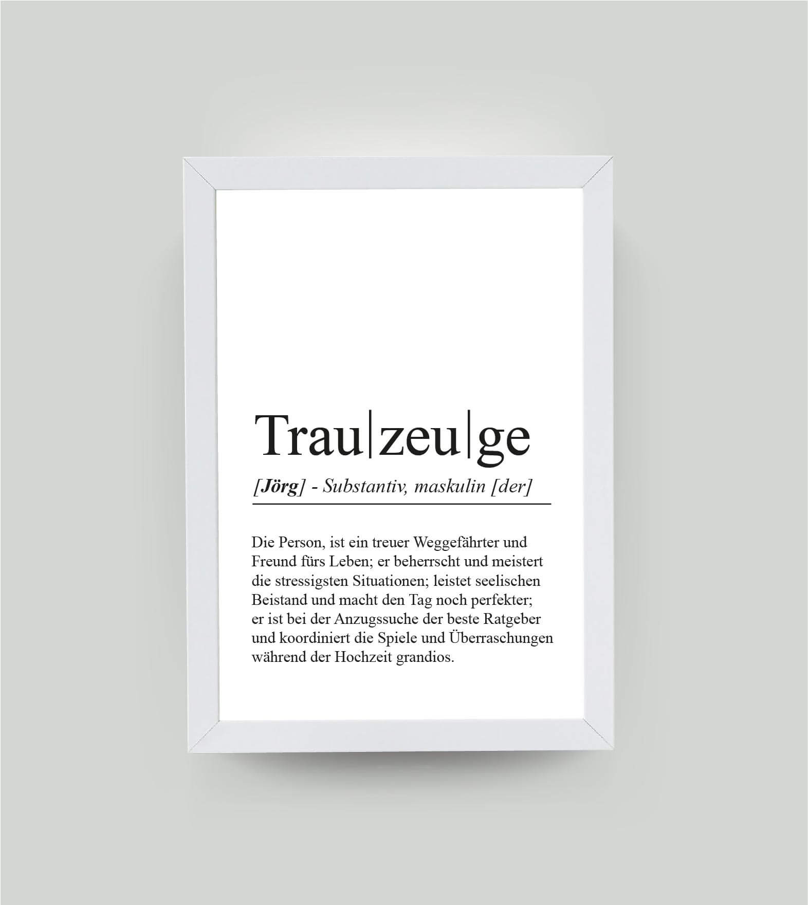 Personalisiertes Bild “Definition TRAUZEUGE”, Bildgröße: 13x18cm, Bilderrahmen: Ohne Bilderrahmen, , Copyright: 321geschenke.de