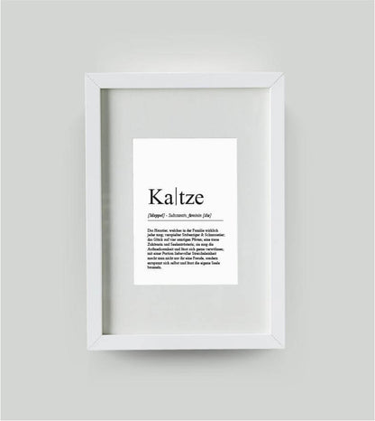 Personalisiertes Bild “Definition KATZE”, DIN A4, mit Rahmen schwarz 21x30cm, ohne Passepartout, Copyright: 321geschenke.de