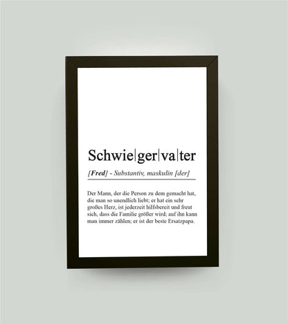 Personalisiertes Bild “Definition SCHWIEGERVATER”, DIN A4, mit Rahmen schwarz 21x30cm, ohne Passepartout