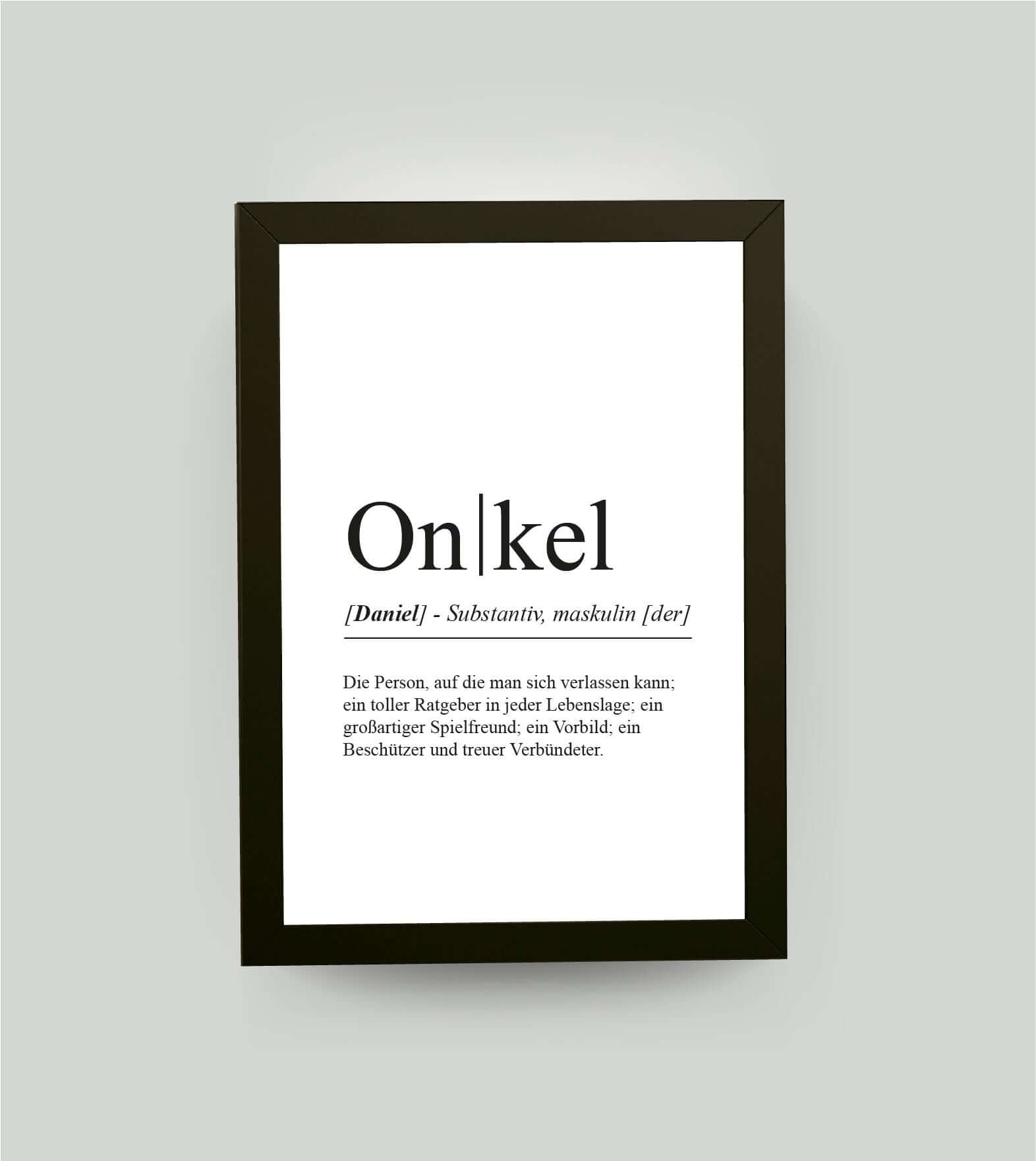 Personalisiertes Bild “Definition ONKEL”, DIN A4, mit Rahmen schwarz 21x30cm, ohne Passepartout