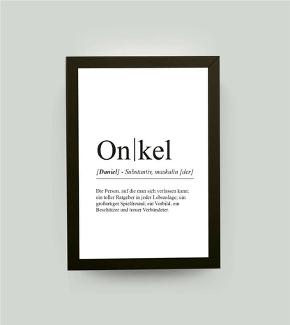 Personalisiertes Bild “Definition ONKEL”, DIN A4, mit Rahmen schwarz 21x30cm, ohne Passepartout, Copyright: 321geschenke.de