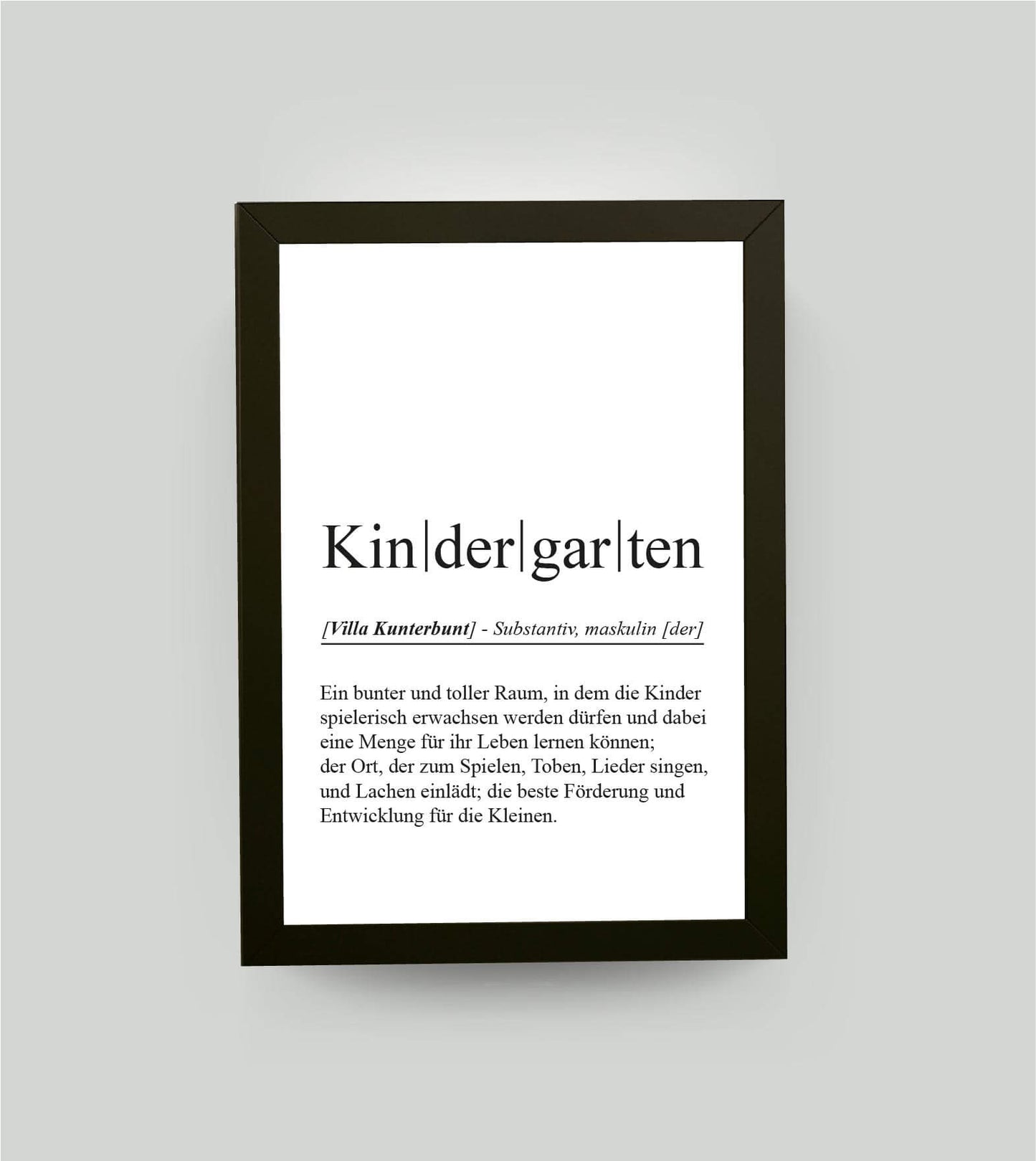 Personalisiertes Bild “Definition KINDERGARTEN”, DIN A4, mit Rahmen schwarz 21x30cm, ohne Passepartout, Copyright: 321geschenke.de