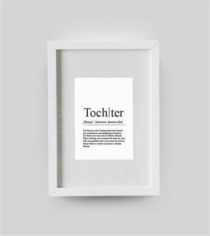 Personalisiertes Bild “Definition TOCHTER”, DIN 13x18cm, mit Rahmen weiß 21x30cm, ohne Passepartout, Copyright: 321geschenke.de