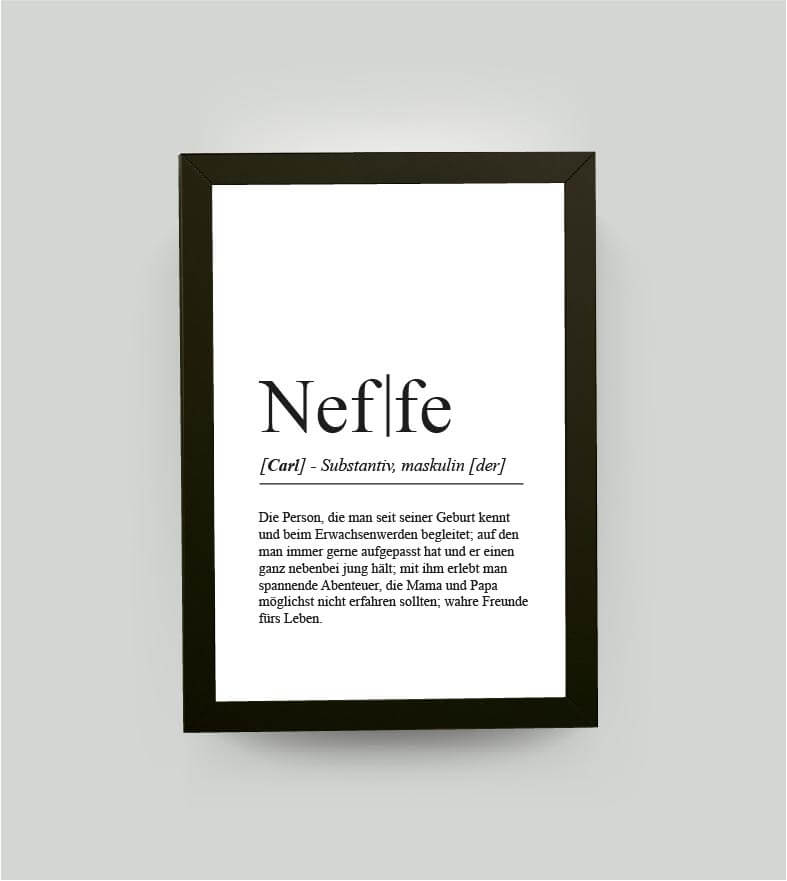 Personalisiertes Bild “Definition NEFFE”, DIN A4, mit Rahmen schwarz 21x30cm, ohne Passepartout, Copyright: 321geschenke.de
