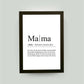 Personalisiertes Bild “Definition MAMA”, DIN A4, mit Rahmen schwarz 21x30cm, ohne Passepartout